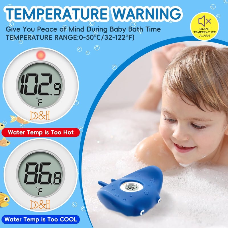 BH Silicone Baby Bath Thermometer - Safety Digital Infant Bathtub Temperature Thermometer, Color-Coded Display, Quick-Read, Detachable Silicone Jacket, Dishwasher Safe, Temperature Toy (Manta Ray) - Image 2